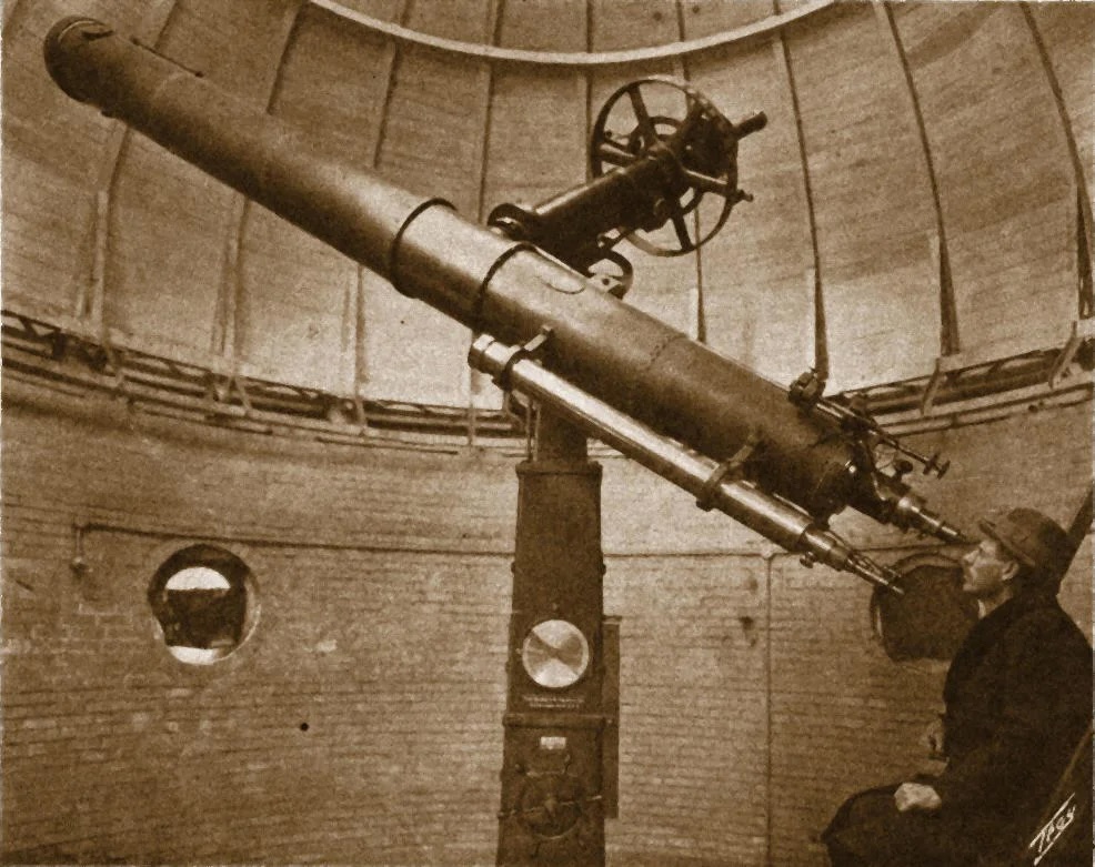 Samuel L. Boothroyd using the Irving P. Church telescope in 1923